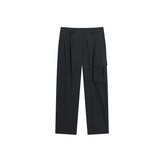Men's Pleated Straight-Leg Pants with 3D Patch Pockets
